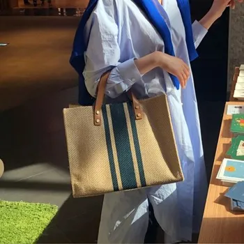 2019 Prekės Dizaineris Ponios rankinės Mados drobės Moters Rankinėje Šiaudų Audimo moterų Krepšys Atsitiktinis Peties paplūdimio krepšiai