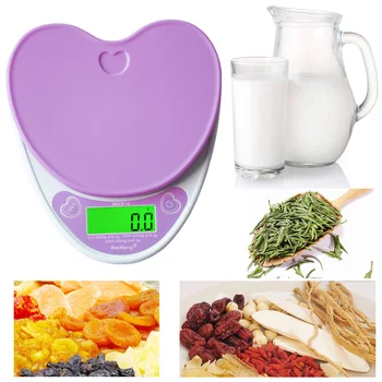 5kg/1g Didelio Tikslumo Virtuvės Svarstyklės su LCD Skaitmeninės Skalės Apšvietimas Širdies formos Maisto Rožinė Elektroninių Masto g/lb/oz