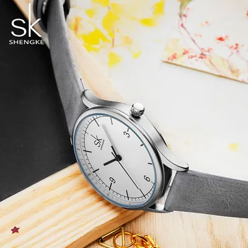 Shengke Prekės Oda Moterų Laikrodžiai Mados Ponios Kvarciniai Laikrodžiai Derliaus Moterų Laisvalaikio moteriški Laikrodžiai