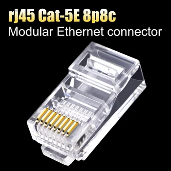 CNCOB cat 5e rj45 kištukui 8p8c utp/ftp tinklo modular plug interneto cat5 rj-45 Ethernet fiksavimo kabelio jungtis 30/50/100vnt