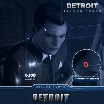 Detroitas: Tapti Žmogaus Cosplay Connor RK800 Belaidžio Šventykla LED Šviesos Kara Valstybės Scintiliacijos Lempos Žiedo Ratą Galva, LED Rekvizitai