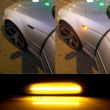 2VNT Dinaminis Teka LED Posūkio Signalo, Šoniniai Gabaritiniai Šviesos Eilės Indikatorių Lempa BMW E60 E61 E90 E91 E81 E82 E83 E88 E46 X3 X1