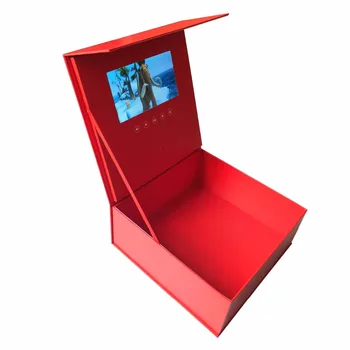 Custom Gamybos Tuščią Hardcover Vaizdo Langą Raudona 7inch Universalus Sveikinimo Kortelė 2gb Žiūrėti Žaidėjas Dovanų ir Reklamos