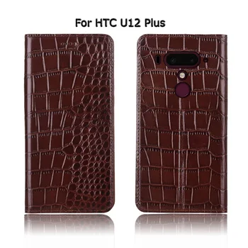 Krokodilas Tekstūros Telefono Case Cover For HTC U11 U12 Life Plus Akis U11+ U12+Originali karvės odos Odos Apversti Stovėti Telefono dėklas, Maišelis