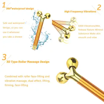 8 tipų Veido Massager Roller Aukso 3D Roller Elektros Sonic Energijos Susiduria su Voleliu, T Formos Elektros Jade Roller Veido Massager Rinkinys