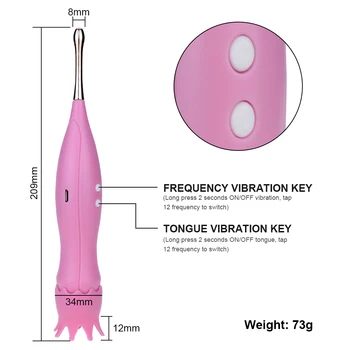 Liežuvio Vibratorius 12 Režimai Moterų Masturtor Orgazmas G Spot Klitorio Stimuliacija Lyžis Spenelių stimuliacija Suaugusiųjų Sekso Žaislai Moterims