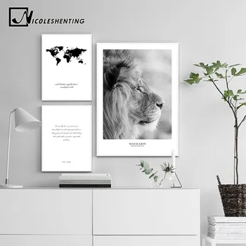 Skandinavijos Juoda Balta Plakatas Šiaurės Drobė Sienos Menas Spausdinti Afrikos Gyvūnų Liūtas Dažymas Dekoratyvinis Nuotrauką Namų Puošybai