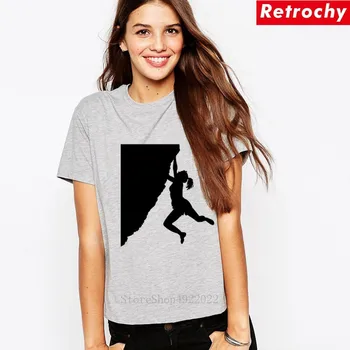 Vintage Stiliaus Alpinizmas Siluetas T-Shirt Moterims Kalno Lipti Žygis T-shirt Mergina Gimtadienio Dovanos Geriausias Marškinėlius Nuotykių