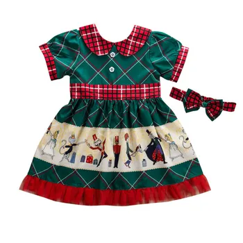 2019 Baby Girl Drabužiai Kalėdų Bamblys Baby Vaikų Mergaičių Suknelė Retro Užsiliepsnojo Šalis Santa Sūpynės Lėlės Suknelės Apykaklė Kalėdos Suknelė