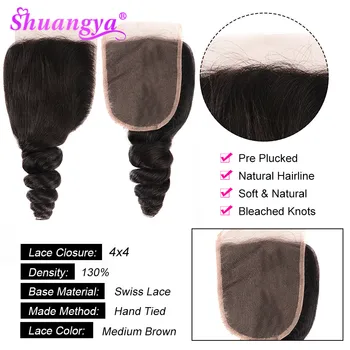 Indijos Prarasti Banga Ryšulius su Priekinės Remy Human Hair Ryšulius su Uždarymo Shuangya plaukų Žmogaus Plaukų Uždaryti