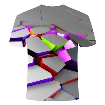 Europos ir Amerikos vyrų/moterų 3DT marškinėliai vasaros mados spausdinimo spalva blokuoti 3D trumpas rankovės marškinėliai apvalios kaklo hip-hop marškinėliai