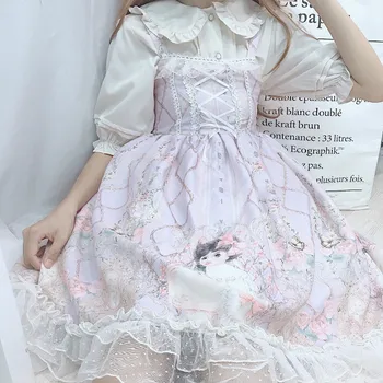 Lolita dress Japonijos JSK Kawaii pasakų dirželis suknelė moterims vasaros suknelė minkštas, saldus mergina vėjo mielas mergina rose Lolita dress
