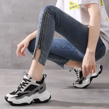 REVT 2020 m. naujas stiliaus moteriški Aukštis Didėja natūralios Odos mados Laukinių, suapvalinti tne tėtis batai batai mergaitėms sudurti batai