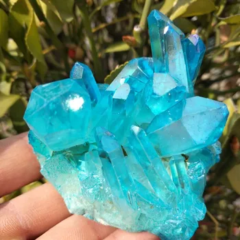 190-200g retas, gražus dangus-mėlynas liepsnos žiedas kvarco kristalo klasterio pavyzdys vestuvių dekoravimas akvariumas