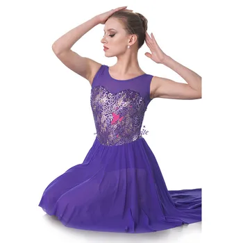 Šokių Mėgstamą Tamsiai Mėlyna Lyrinis Šokių Kostiumus Moterims Ir Mergina Baleto Suknelė-Ballerina Šokių Suknelė Contemporay Šokių Suknelė