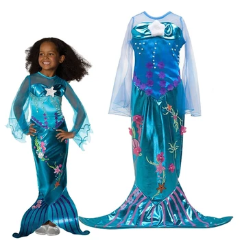 Merginos Little Mermaid Dress Vaikams Drabužių Išgalvotas Jūros Princesė Šalies Kostiumų Mermaid Princesė Vaidmenų Frocks už mergytę