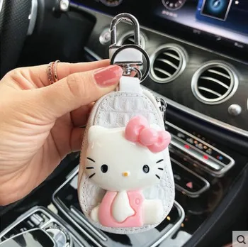 Automobilio nuotolinio valdymo mygtuką maišelį animacinių filmų katytė moterų klavišą maišelio užtrauktukas automobilio raktas atveju maišelis