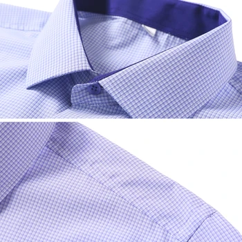 2018 m. Naujo Dizaino Vasaros Marškinėliai Vyrams, ilgomis Rankovėmis ES Dydis Patogus Vyrų Drabužių Verslo Suknelė Marškinėliai Vyrams Mados Mėlynos spalvos Pledas Marškiniai