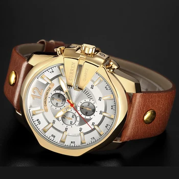 Vyrai Prabangos Prekės CURREN Naujas Mados Atsitiktinis Sporto Laikrodžiai Modernaus Dizaino Kvarcinius Riešo Žiūrėti natūralios Odos Dirželis Vyrų Laikrodis