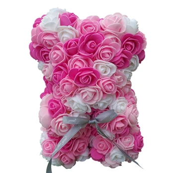 25cm Rose Lokys Dirbtinis Širdies Pink Gėlių Meškiukas Vestuvių Valentino Moterų Gimtadienio Dovana