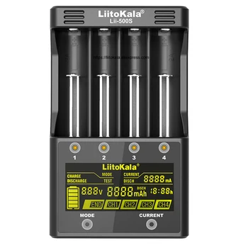 LiitoKala Lii-500S 18650 baterijos kroviklis įkroviklis 18650 26650 21700 AA AAA baterijų Bandymo akumuliatoriaus talpa, Touch control