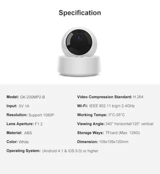 SONOFF GK-200MP2-B 1080P Mini Wi-fi IP Kamera Smart Home E-WeLink Belaidžių IP kamerų 360 IR Naktį Stebėti Stebėjimo Kameros