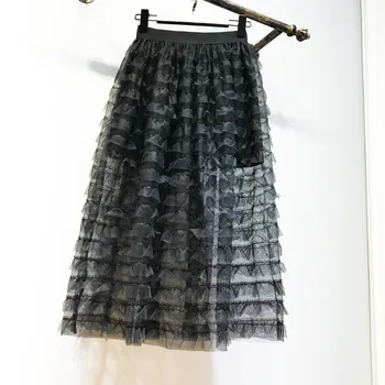 2018 m. vasaros sijonas retro stiliaus akių sijonas apačioje šortai pettiskirt ilgai sluoksniuotas pyragas sijonas skėtis sijonai