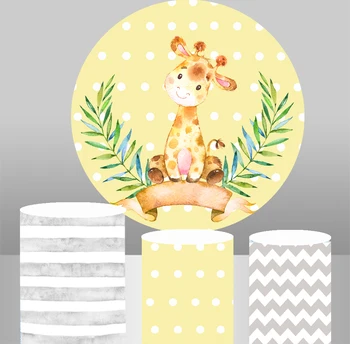 Animaciją akvarele žirafa turas fone baby shower ratas šeimų vaikams gimtadienio apdailos lentelės plinth padengti YY-393