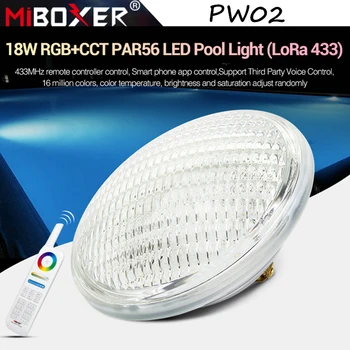 MiBoxer PW02 18W RGB BMT PAR56 LED Baseinas Šviesos IP68 Vandeniui Povandeninės Šviesos Lempos 433MHz Vartai,8-Zona Nuotolinio AC12V / DC12~24