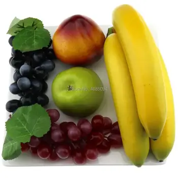 Gresorth 5 VNT Suklastotas Vaisių Dekoro Dirbtinis Obuolių Persikų, Bananų, Vynuogių, Vaisių Namų Šaliai Dekoro