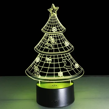 Naujas Kalėdų dovana Kalėdų eglutė pav LED pagrindiniai kištukiniai naktinių lempų lizdai 3D stereo vizija Kūrybinės septynių spalvų Kalėdų Dovanos A80