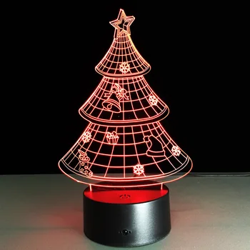 Naujas Kalėdų dovana Kalėdų eglutė pav LED pagrindiniai kištukiniai naktinių lempų lizdai 3D stereo vizija Kūrybinės septynių spalvų Kalėdų Dovanos A80