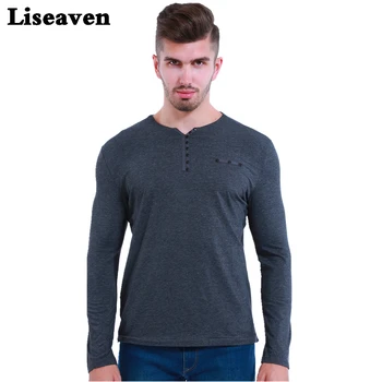 Liseaven 2018 Slim Fit Long Sleeve T-Shirts Vyrų Viršūnes&Tees Vyrų Marškinėliai Stilingi Vyrai, V Kaklo Medvilnės T Shirts