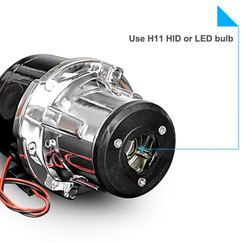 Metalo 2.5 Colių, Bi-Xenon HID Auto Automobilis-Optikos Priešrūkinis Žibintas Projektoriaus Objektyvas Hi/Lo Universalus Priešrūkinis Žibintas Automobilio Modifikavimas, H11 HID Led Lemputės