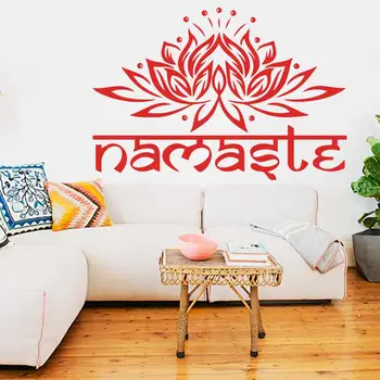 Meno dizaino Indijos Namaste Žodžiai religijos Sienos Lipdukas Vinilo Lotus Jogos lipdukas Buda Ganeša namų dekoro miegamasis Gėlių Freskos