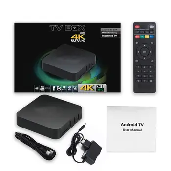 4K Quad Core, 4GB 64GB Android 10.1 TV BOX 2.0 HD HDMI SD Lizdas WiFi 2.4 GHz Tinklo Player Network Media Player 