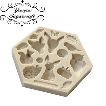 Yueyue Sugarcraft Gyvūnų Silikono formos minkštas pelėsių tortas dekoravimo priemonės šokolado gumpaste pelėsių