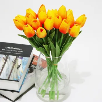 10vnt Modeliavimas dirbtinių gėlių PU mini tulpių dekoro netikrą gėlių home office vestuvių, švenčių dekoravimas