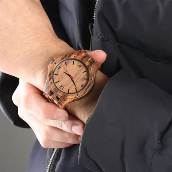 REDFIRE Atsitiktinis Stilingas Medinis Vyrų Laikrodžiai Kvarcinis Laikrodis Visiškai Medienos Žiūrėti Juosta Žmogus Laikrodis Lankstymo Sagtimi