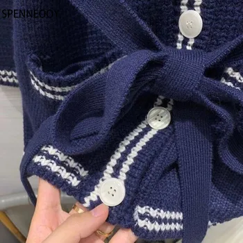 SPENNYMOOR Dizaineris Prekės Rudens Žiemos karinio jūrų Laivyno Stiliaus Mezgimo Megztinis Moterims ilgomis Rankovėmis Vilnos Mišinys Megztinis Striukės Paltai