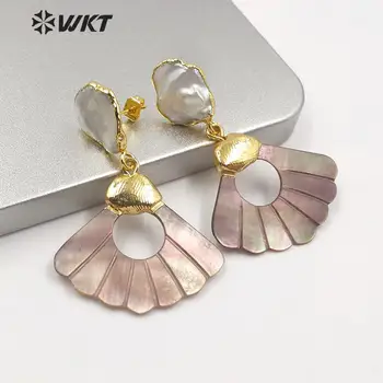 WT-E596 Nuostabi, žavinga sektoriaus formos shell perlų auskarai mados lady sūpynės auskarai su perlu dovanų