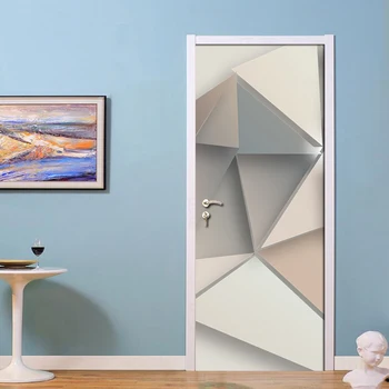 Kambarį Miegamojo Duris Sienų Lipduko Geometrinė Figūra Vandeniui PVC lipnios Durų Apdaila Durų Lipdukai 3D Tapetai