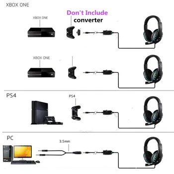 Žaidimų Ausinės Bass Stereo Laidines Ausines Su Mic Tablet PC Laptop Headset Auriculares 3.5 mm Adapterio Kabelis, Skirtas PS4 X-Box
