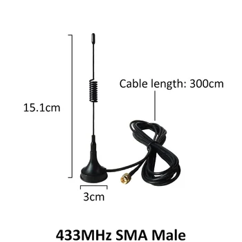 5vnt 5dbi 433Mhz Antena 433 MHz antena GSM SMA Male Jungtis su Magnetinio pagrindo Kumpis Radijo Signalo Stiprintuvas Belaidžio Kartotuvo