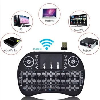 Karšto Nešiojamų Oro Pelės i8 keyboard 2,4 GHz Daugiaspalvis Apšvietimas Touchpad Belaidės Pelės, skirtos Android TV BOX 8.1 T9 X9