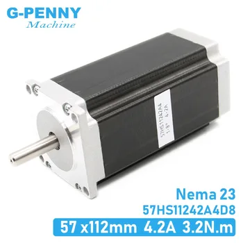 Naujas atvykimo Nema23 stepper motorinių 57x112mm 4.2 3.2 Nm D=8mm CNC žingsninis variklis vieno veleno 457Oz-in CNC staklės, 3D spausdintuvas