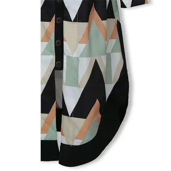 Geomatic Spausdinti ilgomis Rankovėmis Marškinėliai Kelio Ilgio Suknelė 2020 Naujas OLIS Moterų Aukšto Juosmens Nėriniai-up Diržai Su Asimetriškas Hem Suknelė Rudenį