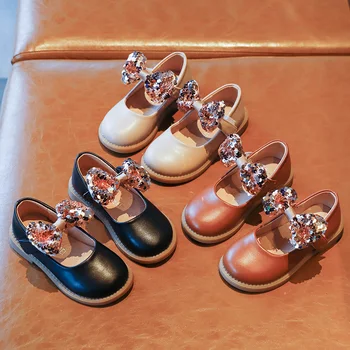 ULKNN 2021 m. Pavasario Odiniai Batai Mergaitėms Princesė Šalies Vaikų Lankas Footwears Laisvalaikio Bateliai Vaikams vientisos Spalvos Mados neslidžia