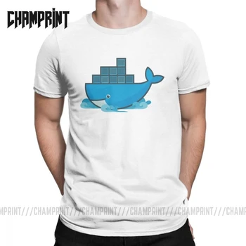 Vyrai Docker Banginių T Shirts Ruby Programavimo Medvilnės Drabužius Humoro Trumpas Rankovės O Kaklo Tees Originalūs Marškinėliai