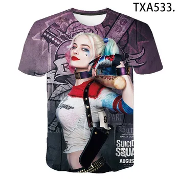 Vyrų, Moterų, Vaikų Marškinėliai Savižudžių Būrys Harley Quinn Joker 3D Spausdinimo Tee Trumpas Rankovės Cool Berniukas Mergaitė Vaikai Streetwear Viršūnės